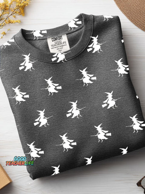 Halloween Witch Decorative Pattern Casual Sweatshirt