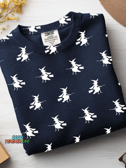 Halloween Witch Decorative Pattern Casual Sweatshirt