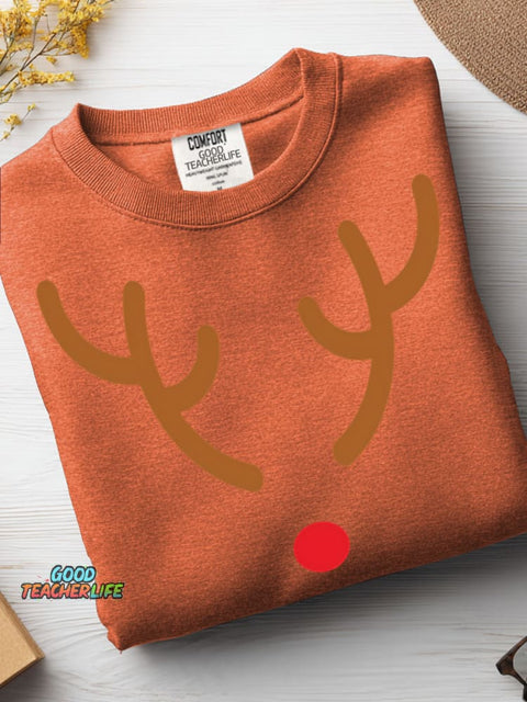 Christmas Elk Decorative Pattern Casual Sweatshirt