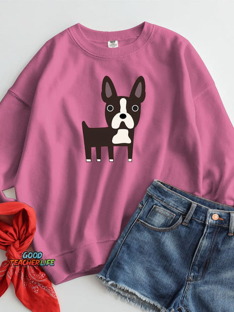 Boston Terrier Decorative Pattern Casual Sweatshirt