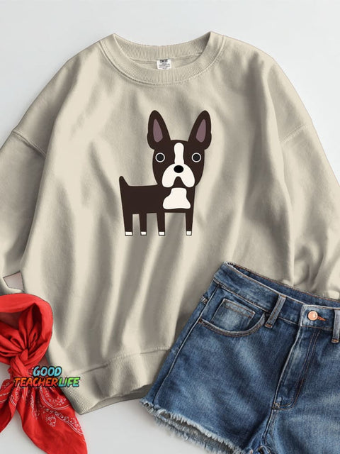 Boston Terrier Decorative Pattern Casual Sweatshirt