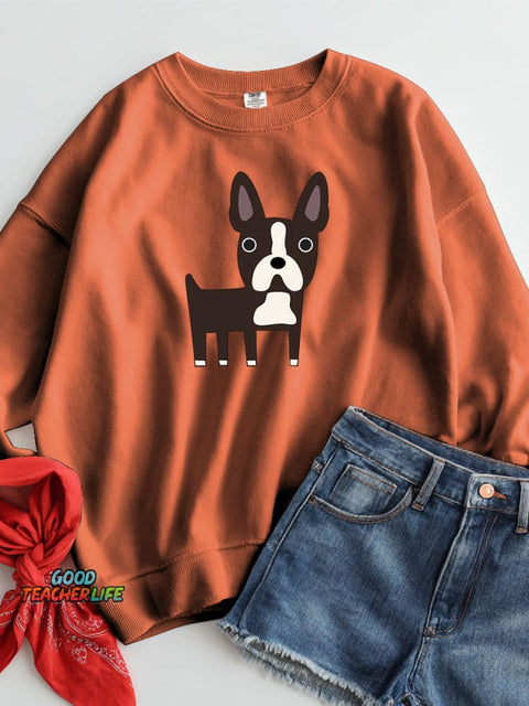 Boston Terrier Decorative Pattern Casual Sweatshirt