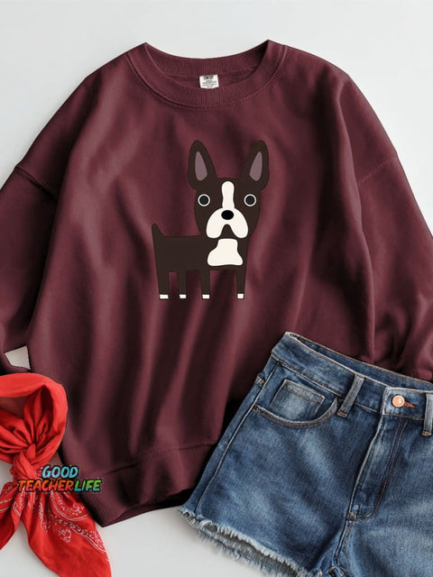 Boston Terrier Decorative Pattern Casual Sweatshirt