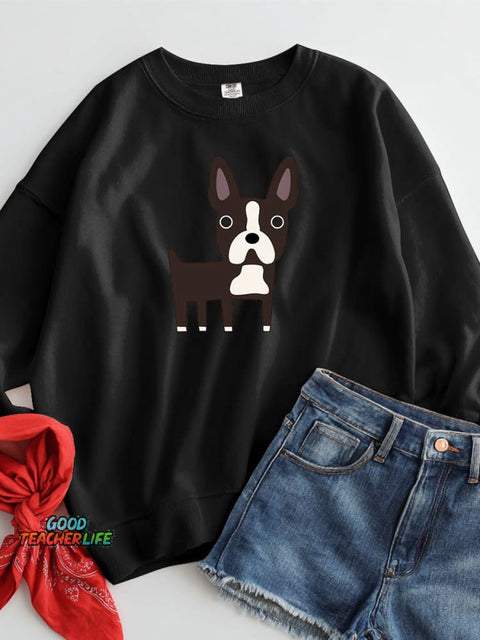Boston Terrier Decorative Pattern Casual Sweatshirt