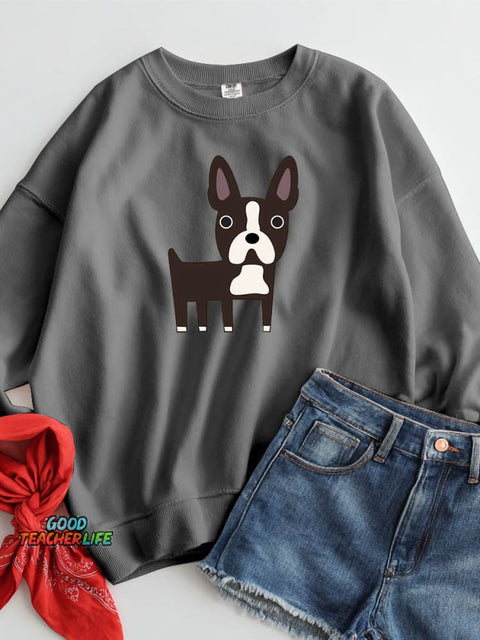 Boston Terrier Decorative Pattern Casual Sweatshirt