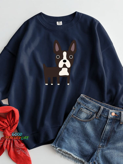 Boston Terrier Decorative Pattern Casual Sweatshirt