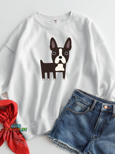 Boston Terrier Decorative Pattern Casual Sweatshirt