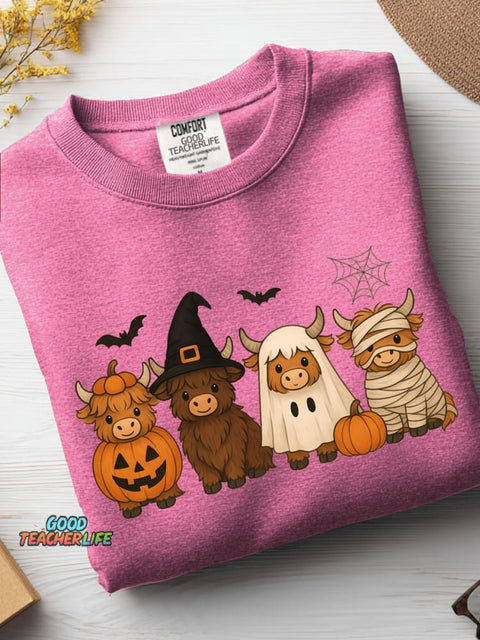Halloween Cute Cows Decorative Pattern Casual Sweatshirt