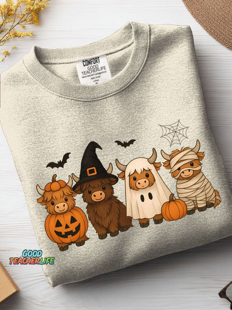 Halloween Cute Cows Decorative Pattern Casual Sweatshirt