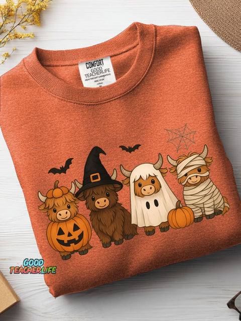 Halloween Cute Cows Decorative Pattern Casual Sweatshirt