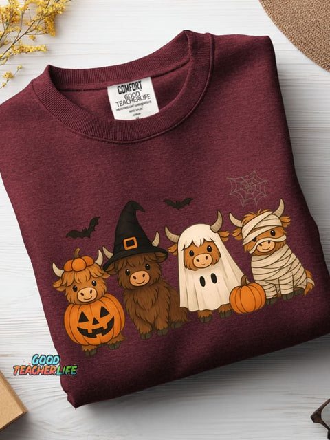 Halloween Cute Cows Decorative Pattern Casual Sweatshirt