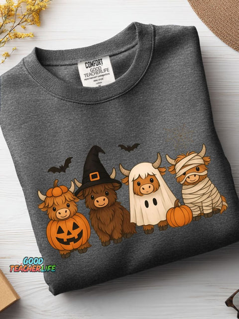 Halloween Cute Cows Decorative Pattern Casual Sweatshirt