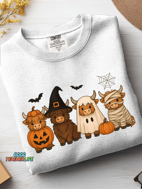 Halloween Cute Cows Decorative Pattern Casual Sweatshirt