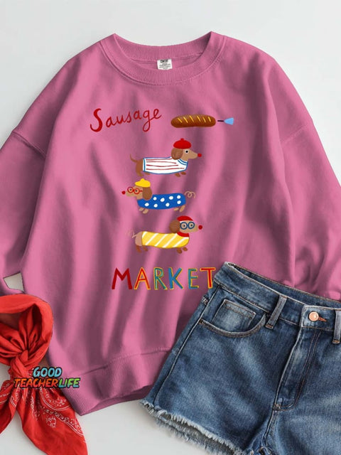 Funny Dachshund Decorative Pattern Casual Sweatshirt
