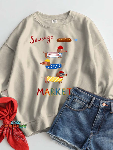 Funny Dachshund Decorative Pattern Casual Sweatshirt