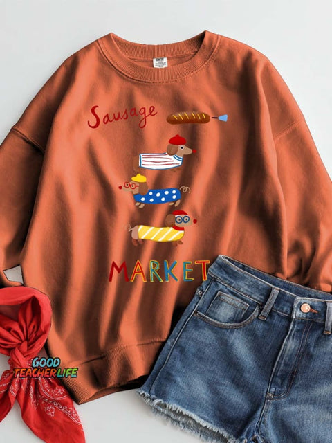 Funny Dachshund Decorative Pattern Casual Sweatshirt