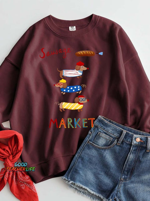 Funny Dachshund Decorative Pattern Casual Sweatshirt