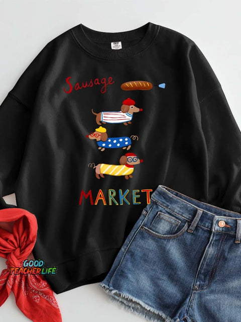 Funny Dachshund Decorative Pattern Casual Sweatshirt