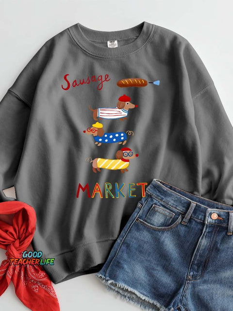 Funny Dachshund Decorative Pattern Casual Sweatshirt