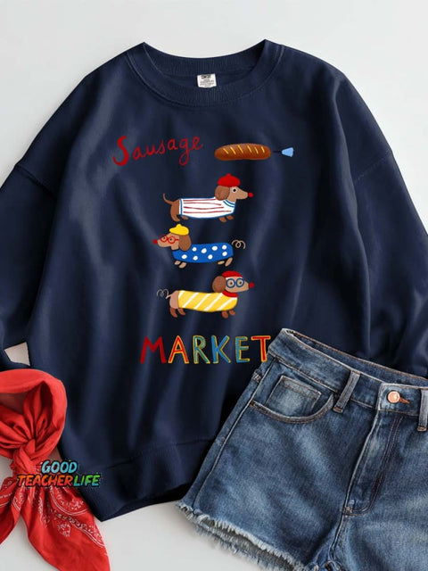 Funny Dachshund Decorative Pattern Casual Sweatshirt