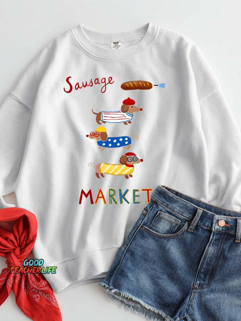 Funny Dachshund Decorative Pattern Casual Sweatshirt