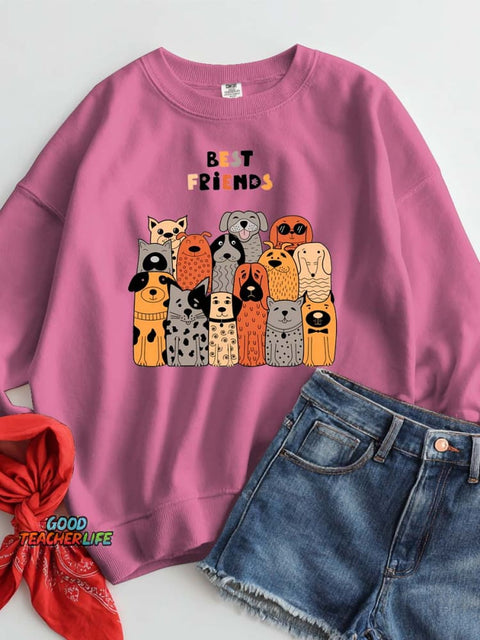 Dogs Are Man's Best Friend Decorative Pattern Casual Sweatshirt
