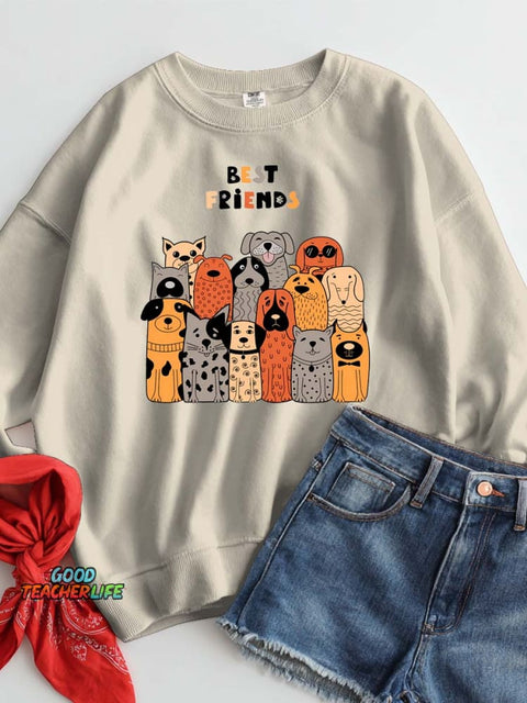 Dogs Are Man's Best Friend Decorative Pattern Casual Sweatshirt