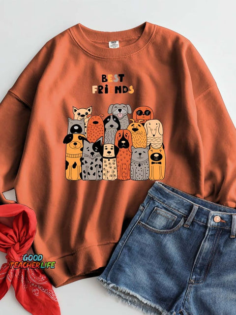Dogs Are Man's Best Friend Decorative Pattern Casual Sweatshirt