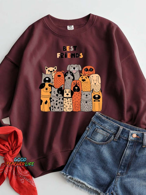 Dogs Are Man's Best Friend Decorative Pattern Casual Sweatshirt