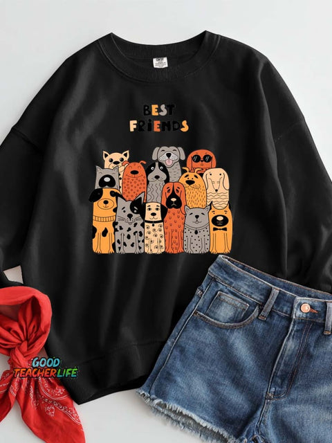 Dogs Are Man's Best Friend Decorative Pattern Casual Sweatshirt