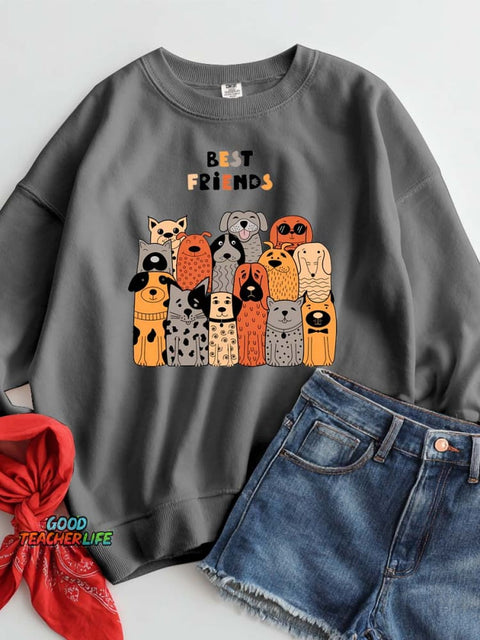 Dogs Are Man's Best Friend Decorative Pattern Casual Sweatshirt