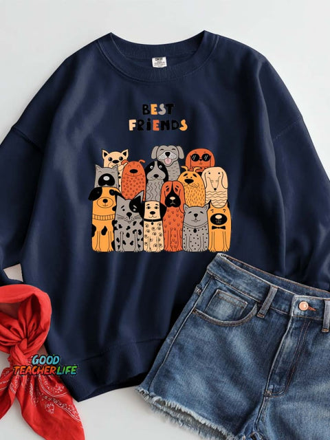 Dogs Are Man's Best Friend Decorative Pattern Casual Sweatshirt