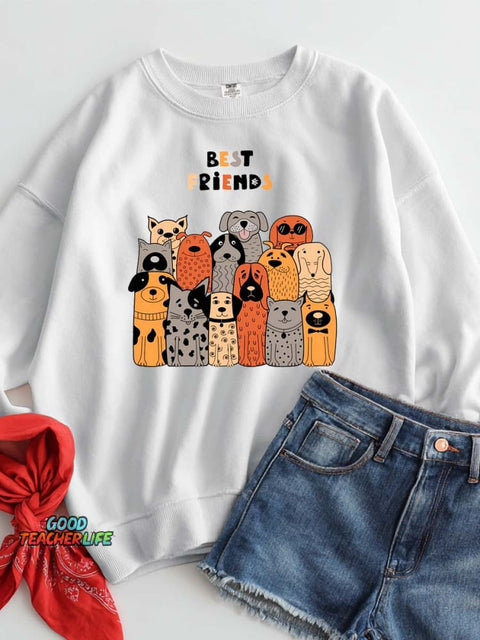 Dogs Are Man's Best Friend Decorative Pattern Casual Sweatshirt