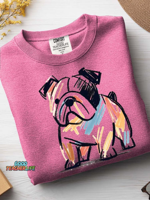 Bulldog Decorative Pattern Painting Art Casual Sweatshirt