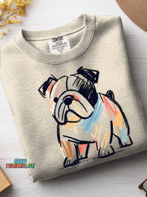 Bulldog Decorative Pattern Painting Art Casual Sweatshirt