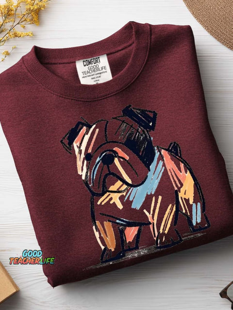 Bulldog Decorative Pattern Painting Art Casual Sweatshirt