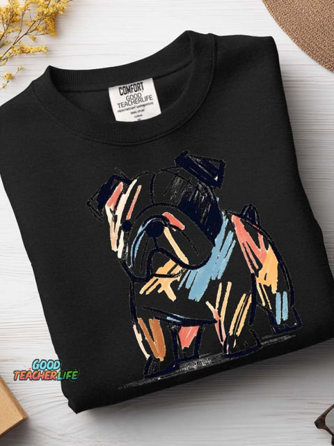 Bulldog Decorative Pattern Painting Art Casual Sweatshirt