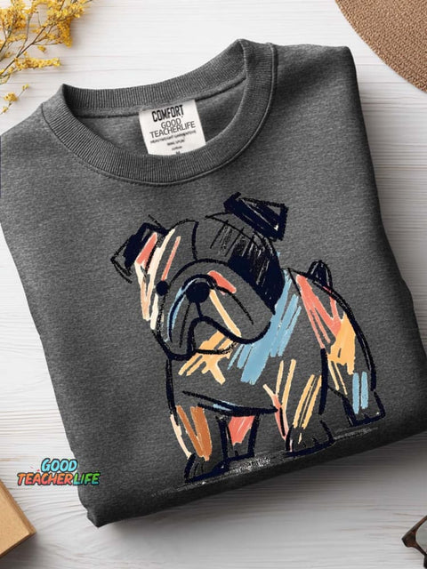 Bulldog Decorative Pattern Painting Art Casual Sweatshirt