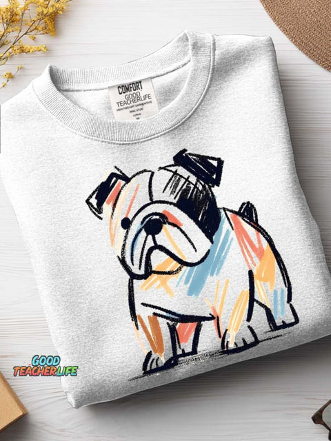 Bulldog Decorative Pattern Painting Art Casual Sweatshirt