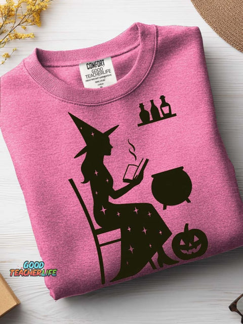Witch In Learning Decorative Pattern Casual Sweatshirt