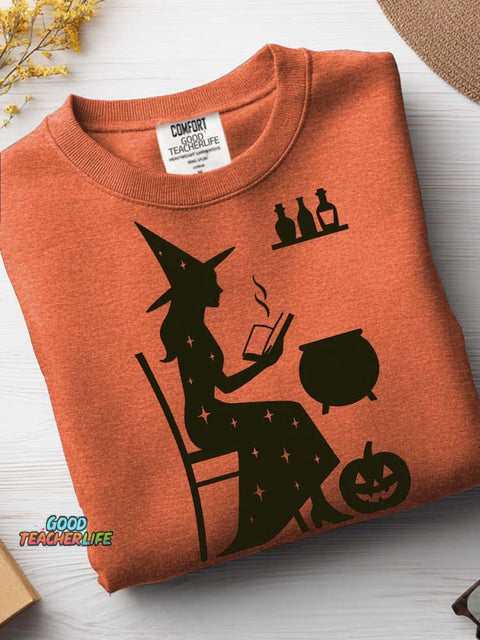 Witch In Learning Decorative Pattern Casual Sweatshirt