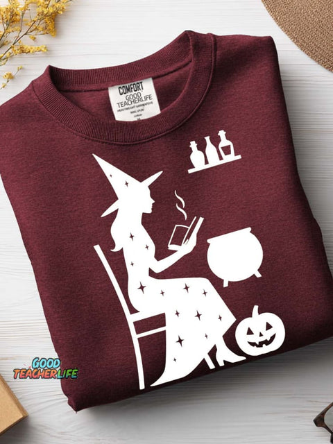 Witch In Learning Decorative Pattern Casual Sweatshirt