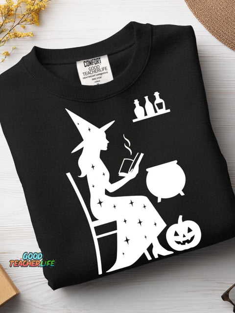 Witch In Learning Decorative Pattern Casual Sweatshirt