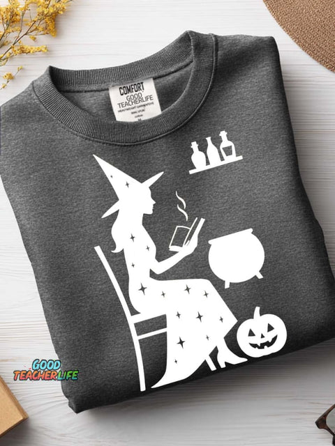 Witch In Learning Decorative Pattern Casual Sweatshirt