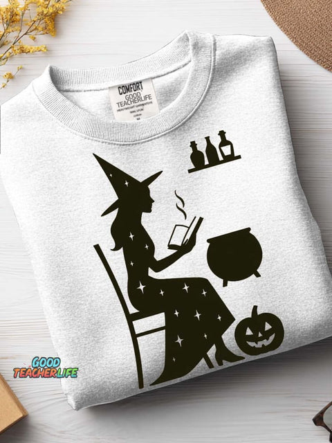 Witch In Learning Decorative Pattern Casual Sweatshirt
