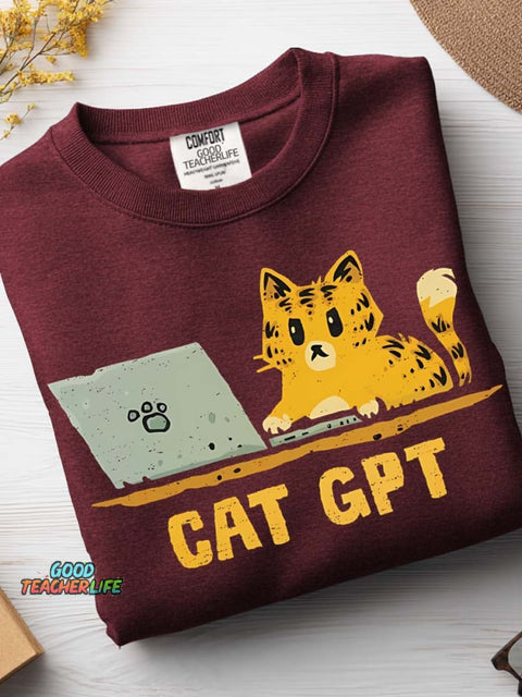 Cat GPT Casual Sweatshirt