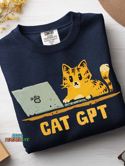 Cat GPT Casual Sweatshirt