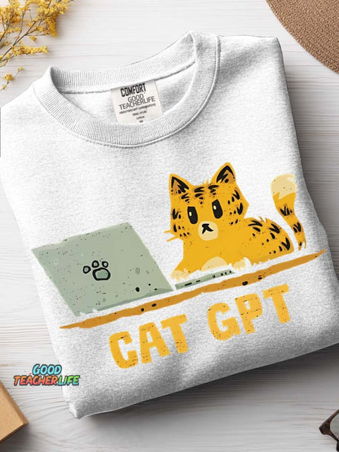Cat GPT Casual Sweatshirt