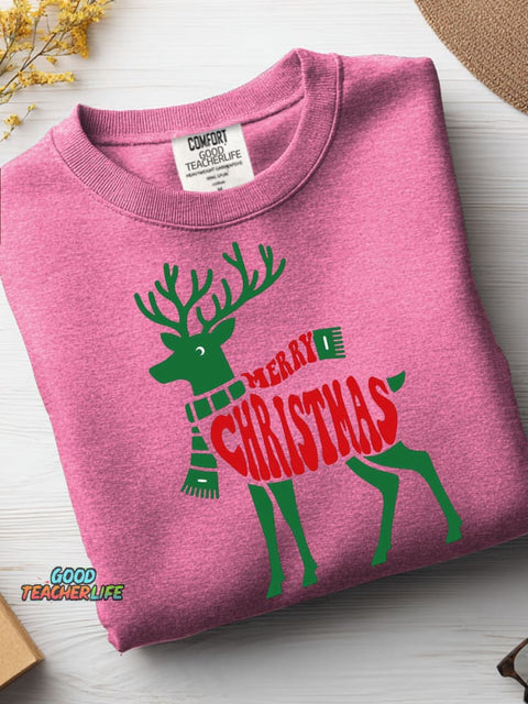 Christmas Reindeer Decoration Pattern Casual Sweatshirt