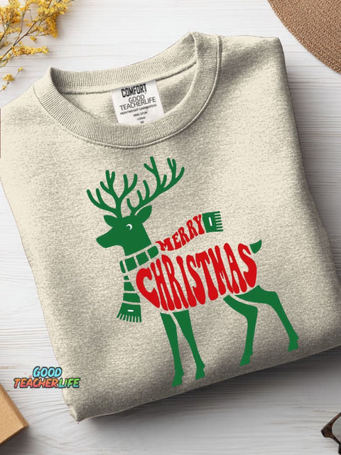 Christmas Reindeer Decoration Pattern Casual Sweatshirt